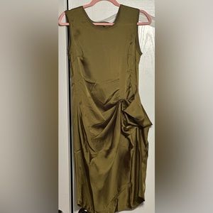 NWT Vero Moda Green Celine Sleeveless Rouched Back Sheath Dress